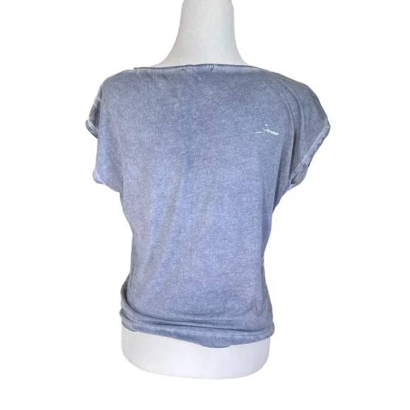 Women's distressed Ralph Lauren grey sleeveless shirt with, white red logo front - Picture 4 of 8